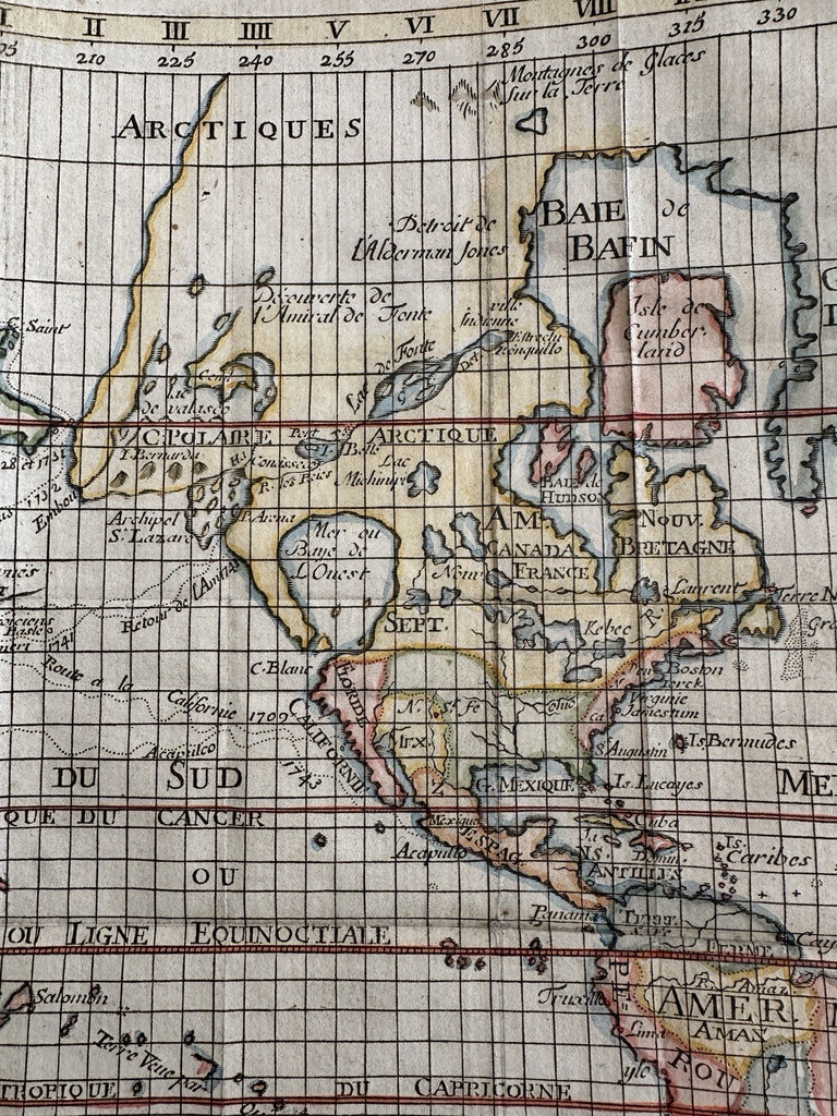 World map 1783 huge Sea of West Mer de l’Ouest early discoveries strange polar