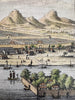 Canton China harbor scene 1759 engraved hand colored prospect birds-eye view