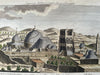 Jerusalem Holy Sepulchre 1759 engraved hand colored prospect birds-eye view