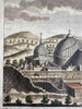 Jerusalem Holy Sepulchre 1759 engraved hand colored prospect birds-eye view