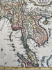 East Indies India Thailand Siam Cambodia Tibet c.1760s Vaugondy engraved map