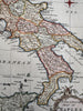 Southern Italy Naples & Sicily c.1760s Vaugondy decorative engraved color map