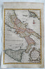 Southern Italy Naples & Sicily c.1760s Vaugondy decorative engraved color map