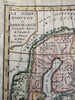Sweden Norway Scandinavia  1744 Faure engraved hand colored miniature map