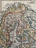 Scandinavia Norway Sweden 1750 Vaugondy engraved hand colored miniature map