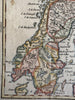 Scandinavia Norway Sweden 1750 Vaugondy engraved hand colored miniature map