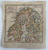 Scandinavia Norway Sweden 1750 Vaugondy engraved hand colored miniature map