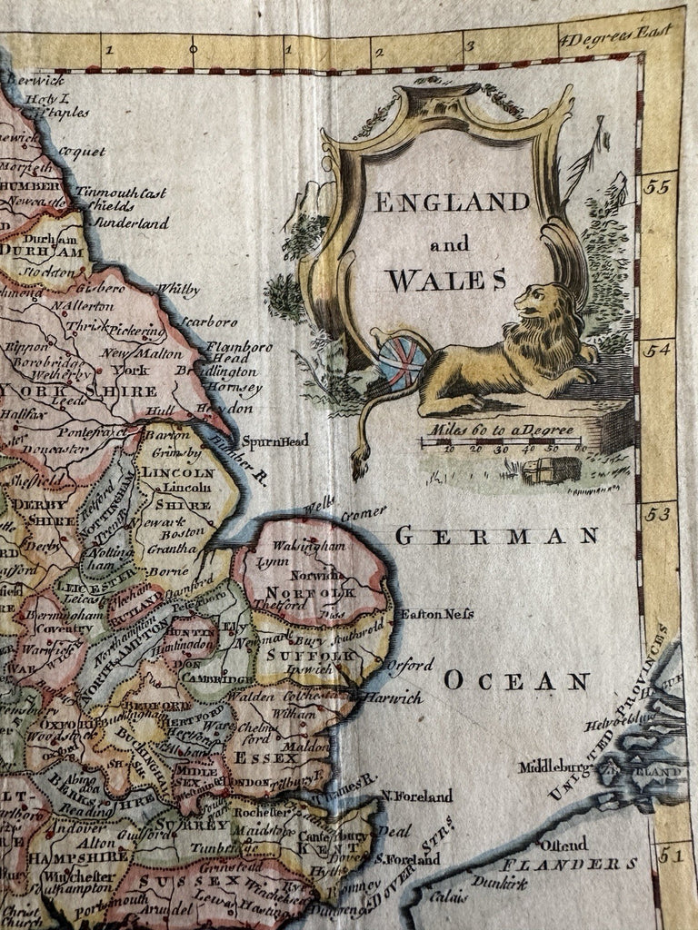 England & Wales c. 1760-70 Jefferys? decorative hand color map