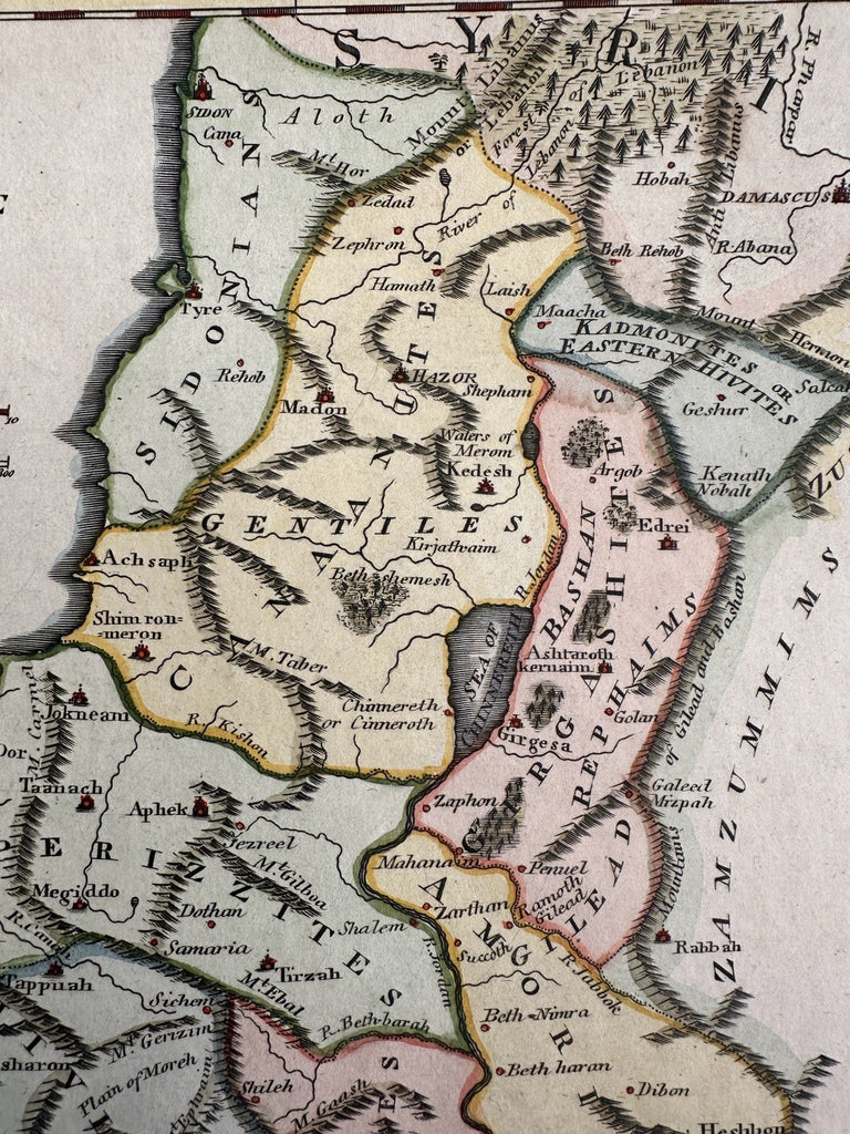 Canaan ancient Palestine Abraham Israel 1815 American engraved hand colored map