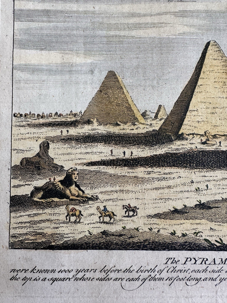 Egyptian pyramids Nile 1759 engraved hand colored prospect birds-eye view