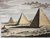 Egyptian pyramids Nile 1759 engraved hand colored prospect birds-eye view