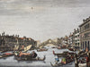 Venice Italy Rialto bridge 1759 engraved hand colored prospect birds-eye view