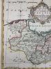 Polish Prussia Poland Kingdom c.1760s Vaugondy decorative engraved color map