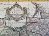Polish Prussia Poland Kingdom c.1760s Vaugondy decorative engraved color map