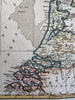 Netherlands Seven United Provinces 1760s Vaugondy decorative engraved color map