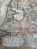 Netherlands Seven United Provinces 1760s Vaugondy decorative engraved color map