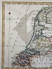 Netherlands Seven United Provinces 1760s Vaugondy decorative engraved color map
