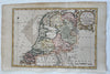 Netherlands Seven United Provinces 1760s Vaugondy decorative engraved color map