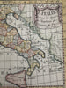 Italy L’Italia 1744 Faure charming engraved hand color miniature map