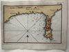 Italy Sicily Milazzo Melazzo harbor citadel 1764 Roux engraved coastal map