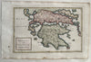 Greece Hellas Graecia Propria 1747 Cellarius antique hand colored map