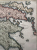 Greece Hellas Graecia Propria 1747 Cellarius antique hand colored map