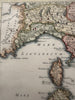 Italy historical Italia antiqua 1747 Cellarius fine antique hand colored map