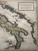 Italy historical Italia antiqua 1747 Cellarius fine antique hand colored map
