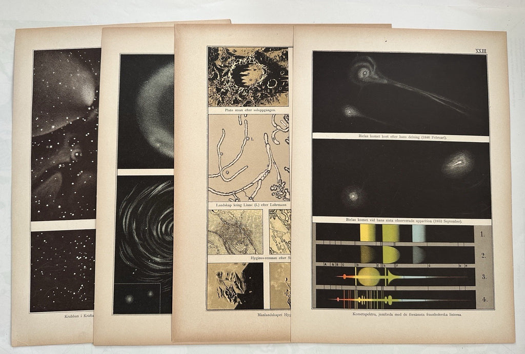 Celestial 4 color print lot 1888 comets galaxies clusters star constellations