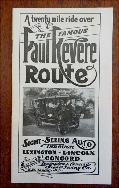 Paul Revere Route Lexington Concord Massachusetts 1906 sightseeing brochure