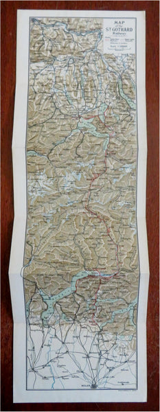 St. Gothard Railway Switzerland to Italy c. 1890-1910 tourist route map brochure