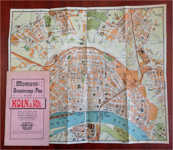 Cologne am Rhine German Empire 1902 pocket travel city plan & street index