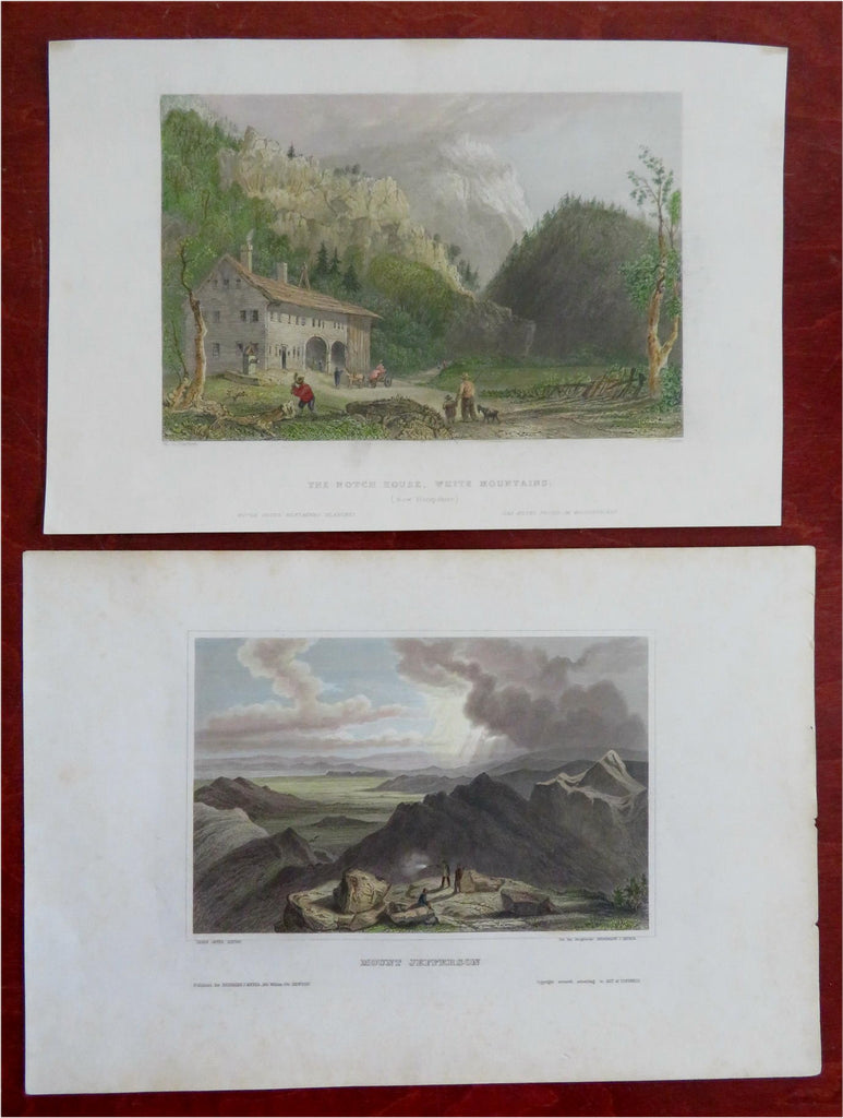 White Mountains New Hampshire c. 1855 Lot x 2 Views Mt. Jefferson Notch House