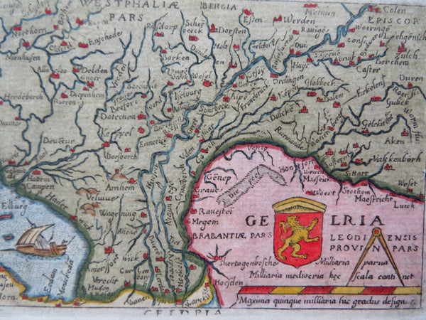 Duchy of Guelders Netherlands Low Countries Zutphen Arnhem c. 1655 Ortelius map