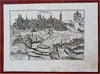 Tivoli Italy City View Churches River 1629 birds-eye prospect print