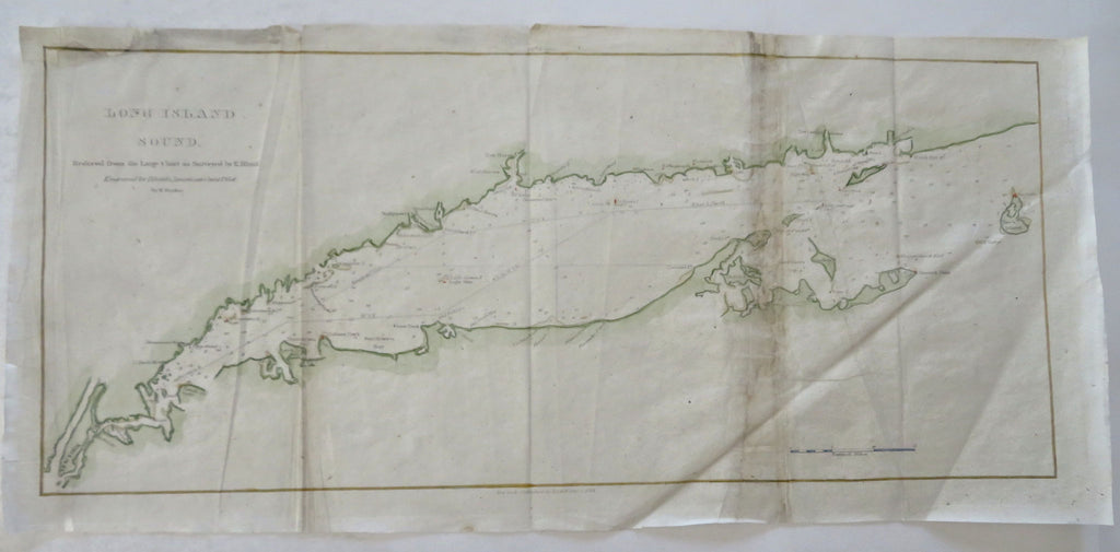 Long Island Sound New York 1841 Blunt coastal nautical map hand colored