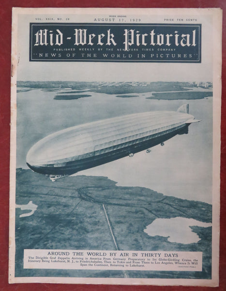 Graf Zeppelin dirigibles Circumnavigation Aviation 1929 rare NYT Pictorial mag.