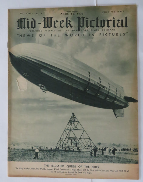 USS Akron Crash Zeppelin Disaster 1933 rare NYT Pictorial Midweek Magazine