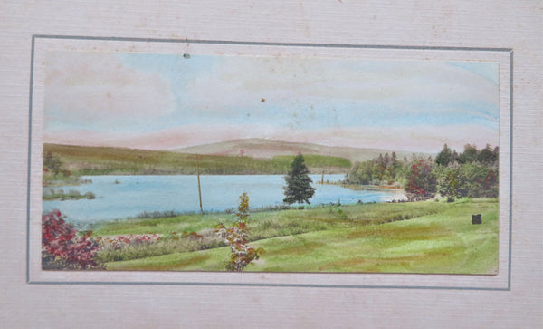 Maine Rangeleys Salmon Pool Upper Dam c. 1920's orig. painting view souvenir