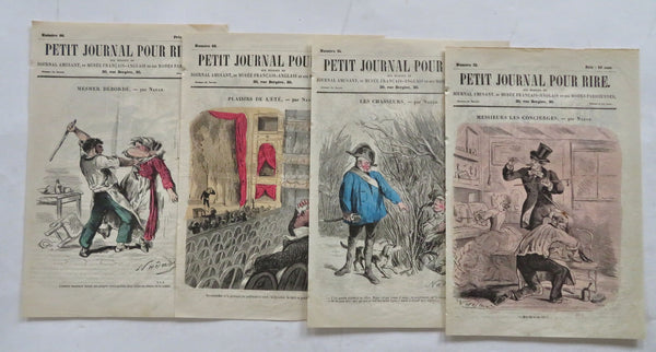 Nadar French Artist c. 1880's Petit Journal Pour Rire hand color covers Lot x 4