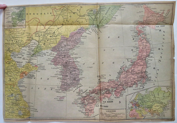 Korea & Japan Port Arthur Manchuria Seoul c. 1905 rare Bouquet large color map