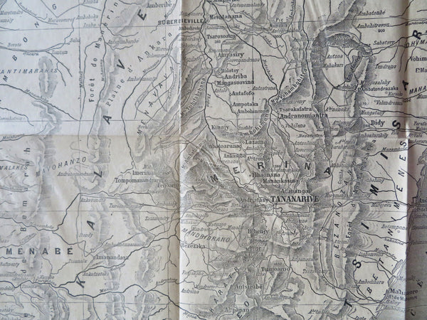 Central Madagascar Franc-Hova Wars Tananarive c. 1890 French military map