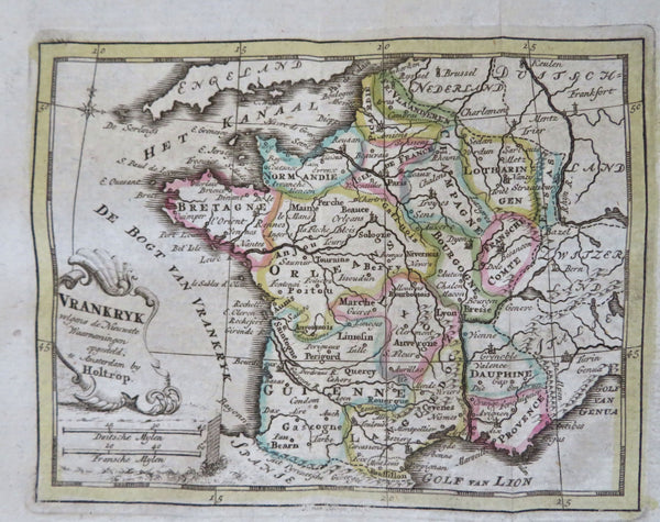 France Ancien Regime Paris Orleans Rouen Marseilles 1780 Holtrop miniature map