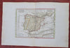 Kingdom of Spain & Portugal Madrid Lisbon Gibraltar 1761 rare Delisle Buache map