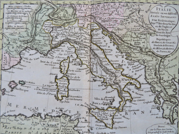 Italian States Piedmont Savoy Naples Papal States 1761 rare Delisle Buache map