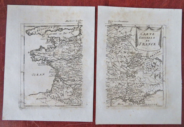 France Brittany Burgundy Normandy Provence Champagne Gascogne 1719 Mallet 2 maps