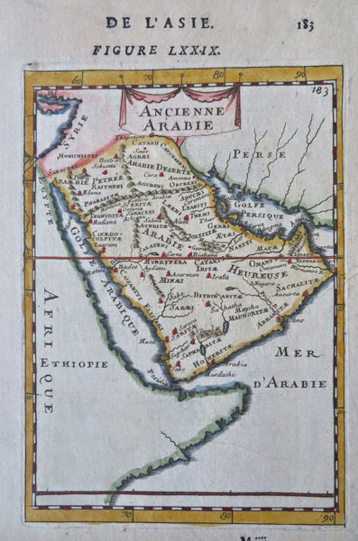 Arabian Peninsula Ancient World Persian Gulf Red Sea 1683 Mallet hand color map