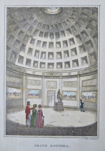 Washington DC 1845 Capital Building Grand Rotunda hand color engraved print