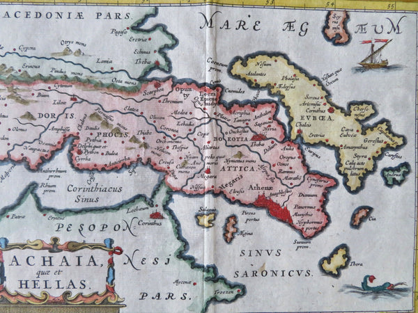 Ancient Greece Attica Hellas Athens Corinth Euboea 1683 engraved map