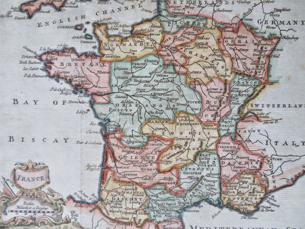 Kingdom of France c. 1778 Jefferys decorative engraved hand colored map